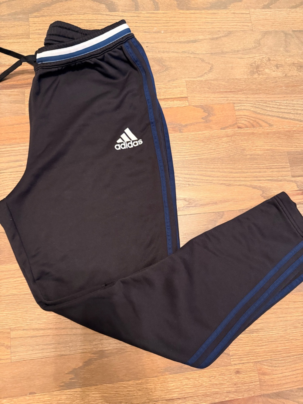 adidas Black Joggers with Navy Stripe Accents